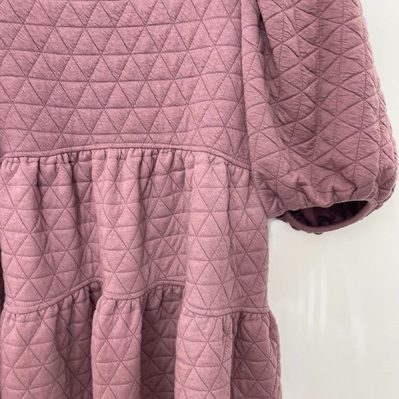 A New Day Women Knit Dress Large Quilted Purple Half Sleeve Mini Soft Tiered New - Picture 4 of 12